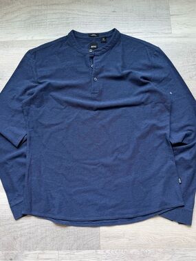 Hugo Boss Navy Long-Sleeve Henley Shirt